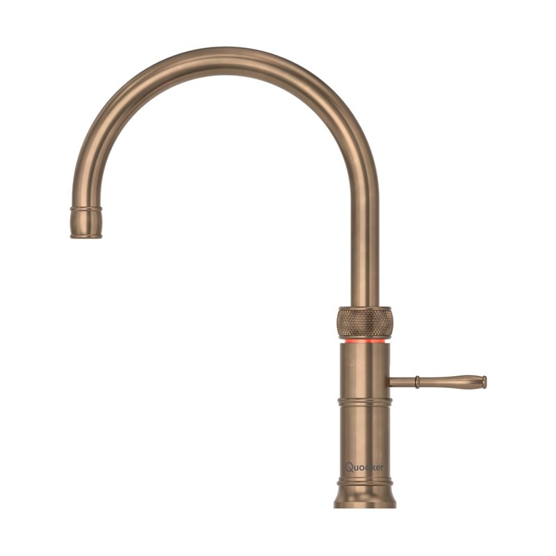 Quooker Classic Fusion Round boiling-water tap in patinated brass